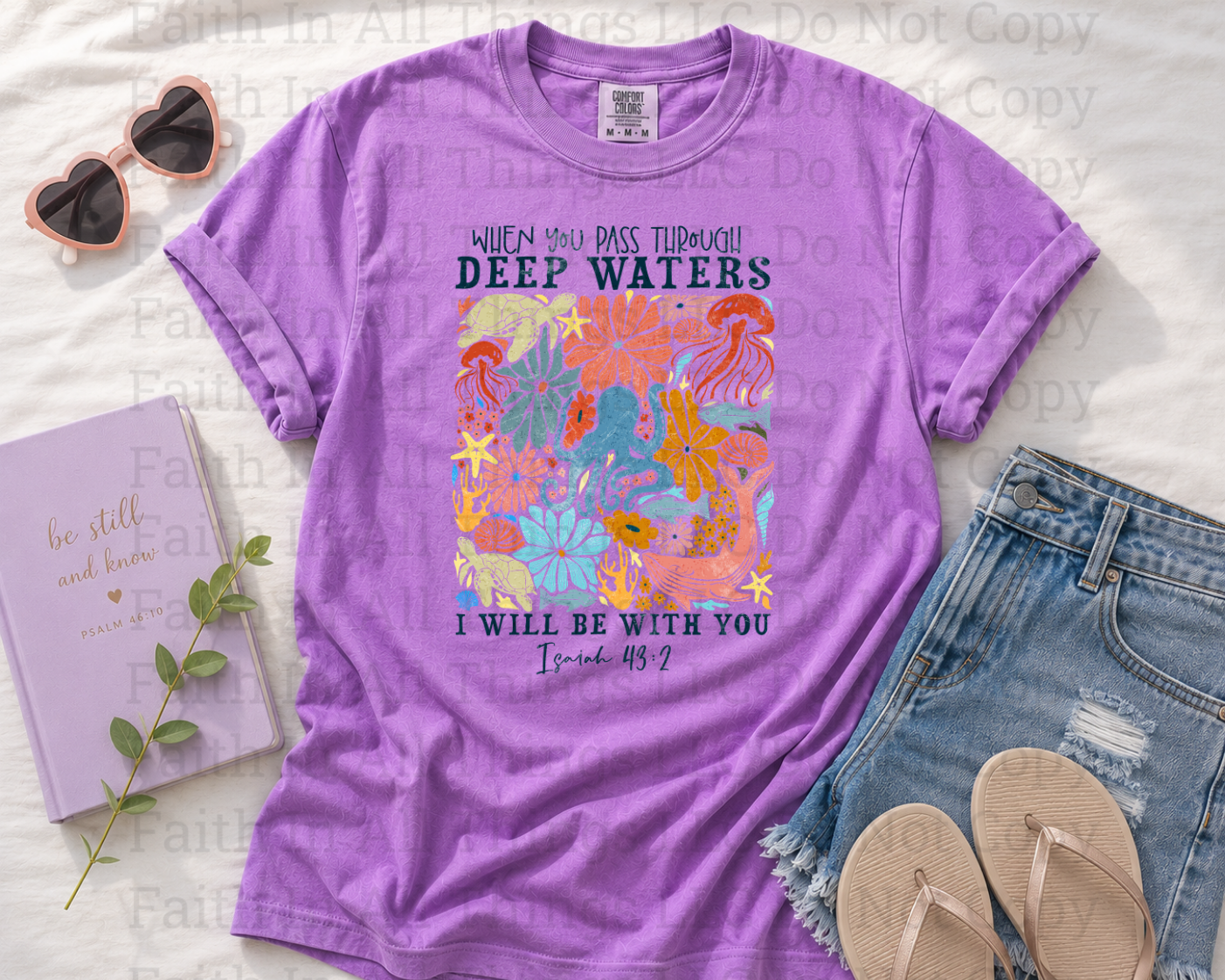 When I Walk Through Deep Waters| Softstyle Tee | Faith In All Things