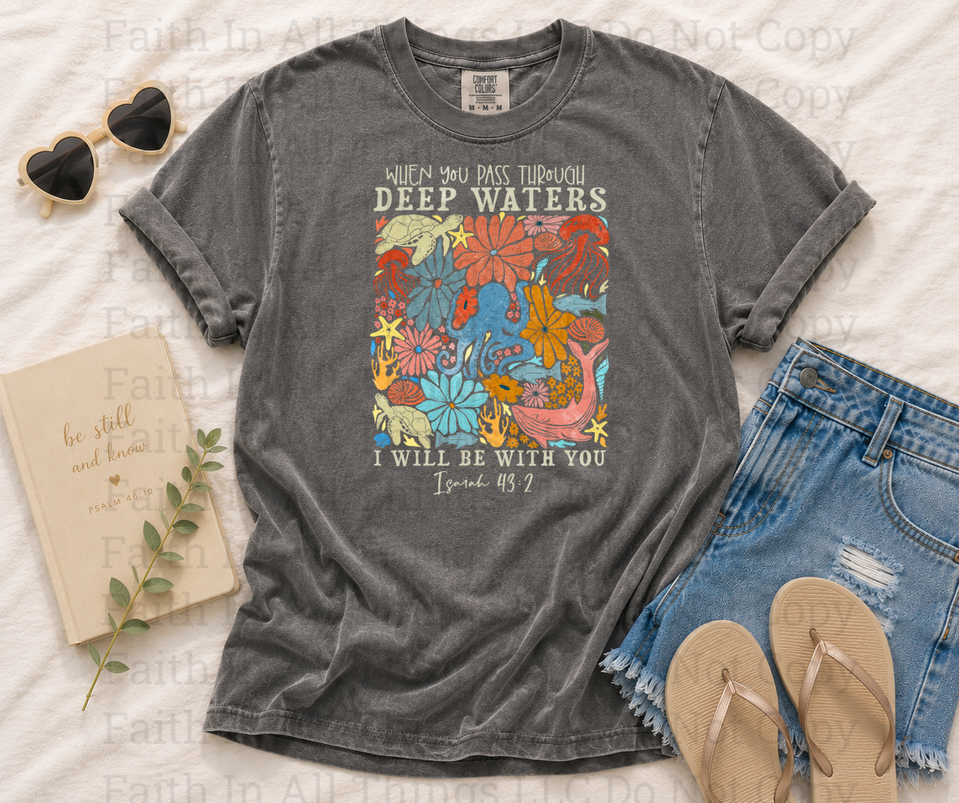 When I Walk Through Deep Waters| Softstyle Tee | Faith In All Things